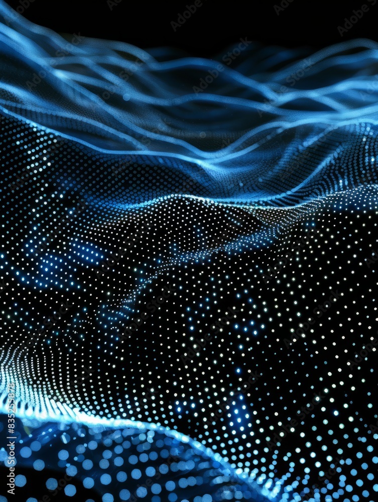 Poster abstract digital dot line particle data background connecting technology concept.