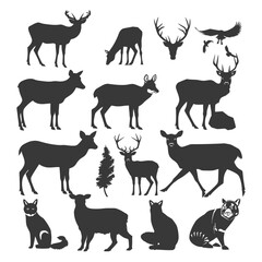 silhouette wildlife black color only