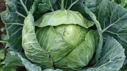 Fototapeta premium Large cabbage in chilly temperatures