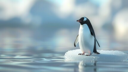 Fototapeta premium Beautiful View of penguin bird with nature landscape