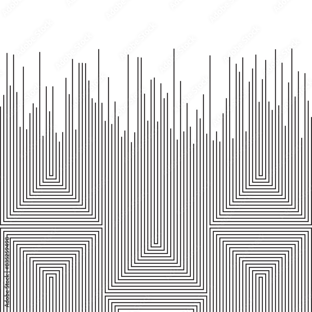 Poster black and white abstract geometric seamless pattern, abstract line with different long. vector forma