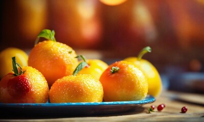 fruits on the table, beautiful, photography, realistic, natural light, colorful, food art, object photography, still life food photography, ultra hd, bokeh