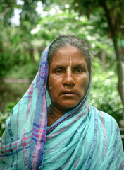 Portrait of a south asian elderly rural woman in traditional costume 