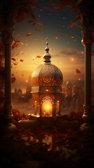 Goat Qurban Eid al adha mubarak festival islamic background, Witness heartfelt Eid celebration moments during Bakra Eid as people participate in age-old traditions, Arabic lantern design