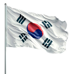 South Korean flag waving over isolated transparent background