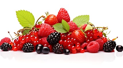 raspberry and blackberry white background