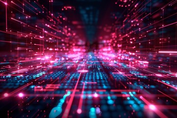 Fototapeta premium Cyber Security Data Transfer illustration created with Generative AI
