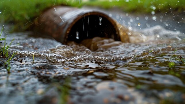 Muddy slurry flowing from storm drain