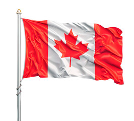 Canada flag waving over isolated transparent background