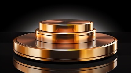 A sleek, glossy metallic podium with reflective surfaces, perfect for highend presentations and award ceremonies