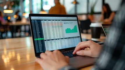 A person sitting at a table, using a laptop computer for work or study.