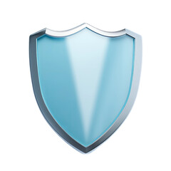 blue frosted glass secure shield with sharp metallic border isolated on white