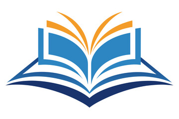 simple educational logo with book vector art illustration