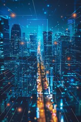 Modern Technology Concept: Smart city big data connection technology.