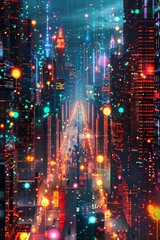 Fototapeta premium Modern Technology Concept: Smart city big data connection technology.