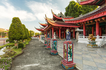 Cheng ho temple at semarang ; semarang tourism ; Vibrant Pathways and Historical Echoes: The Timeless Grandeur of an Asian Temple Under a Sunny Sky