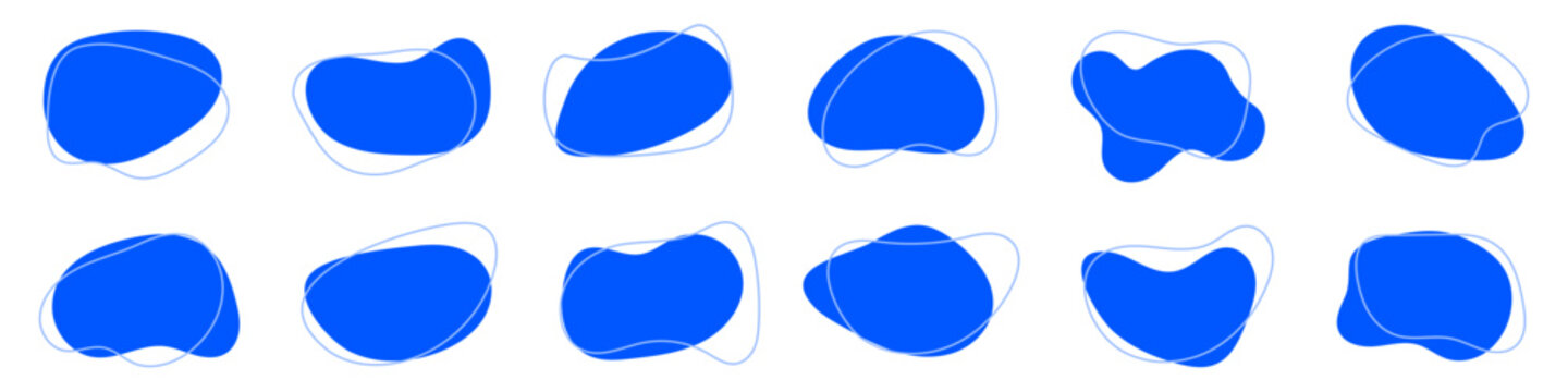 Amoeba blob, irregular shape vector illustration set