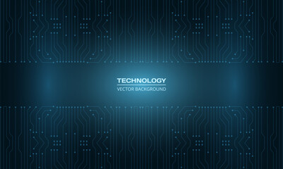 Fototapeta premium Abstract circuit board futuristic technology background. Dark blue hi-tech digital ai concept vector background template.