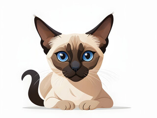 Fototapeta premium A cute cartoon illustration of a happy black cat with big eyes