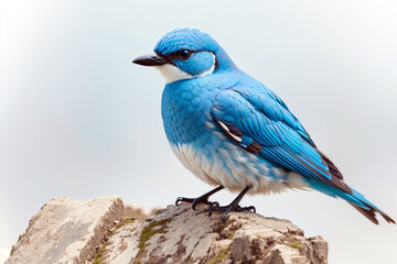 Close up photography of a Mountain Bluebird on a rock