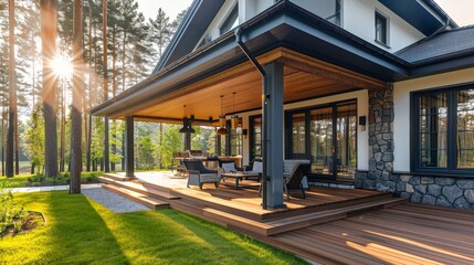 New luxury home with large porch