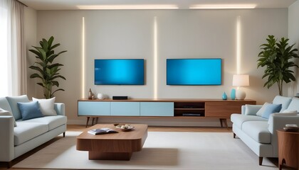 Obraz premium modern living room with fireplace