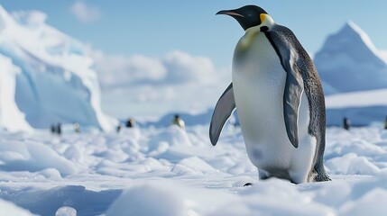 Obraz premium Amazing An adult emperor penguin (Aptenodytes forsteri), on the ice near Snow Hill Island, Weddell Sea