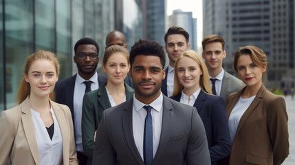Fototapeta premium Diverse group of confident business professionals looking at camera