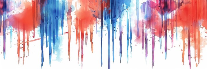 pattern with a digital drawing of vertical stripes in red, white, and blue, their colors blending into each other like watercolor washes Generative AI