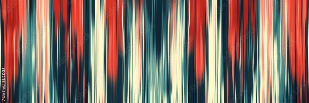 Poster pattern with a digital drawing of vertical stripes in red, white, and blue, their colors creating an