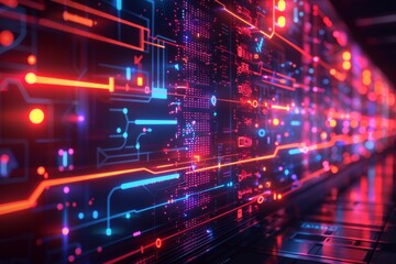 Fototapeta premium Cyber Security Data Transfer illustration created with Generative AI