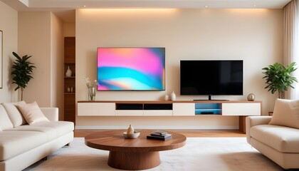 modern living room with fireplace