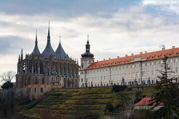 Fototapeta premium Saint Barbara's Church is a UNESCO world heritage site, Czech Republic. Historic center of Kutna Hora, Czech Republic, Europe. Saint Barbara's cathedral.