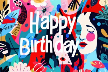 Obraz premium illustration with text to commemorate happy birthday