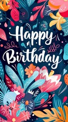 illustration with text to commemorate happy birthday