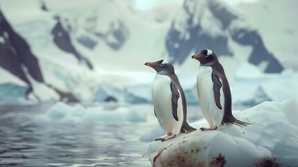 Obraz premium Spectacular Penguins in Antarctica, Port Lockroy