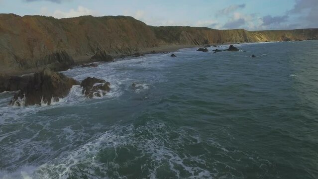 Aerial drone footage taken at Marloes Sands, Pembrokeshire, West Wales