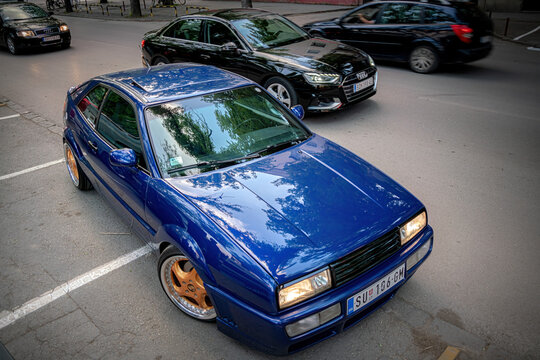 Volkswagen Corrado sport coupe by Karmann is parked in Subotica, Serbia, 18.05.2024