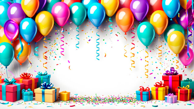 Balloons and gifts for a Birthday celebration background