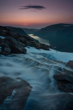 Sunrise over Loch Avon located in the Cairngorms National park, Scotland.
