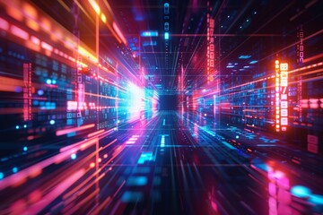 Obraz premium Cyber Security Data Transfer illustration created with Generative AI