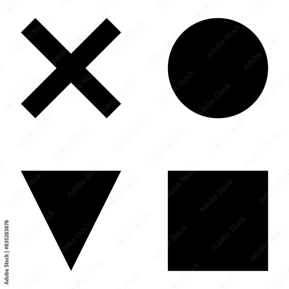 Poster video game joystick button set symbol icon