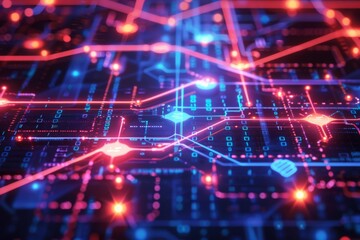 Obraz premium Cyber Security Data Transfer illustration created with Generative AI
