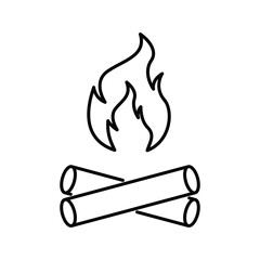 bonfire camp icon vector with flame design line style