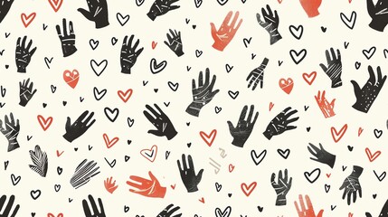 Hand-drawn seamless pattern featuring goodbye symbols like waving hands and hearts, perfect for a cheerful and heartfelt outro look