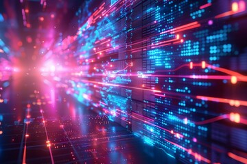 Obraz premium Cyber Security Data Transfer illustration created with Generative AI