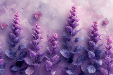 Soft lavender and blush watercolor floral pattern. Concept of nature and elegance. Generative Ai.