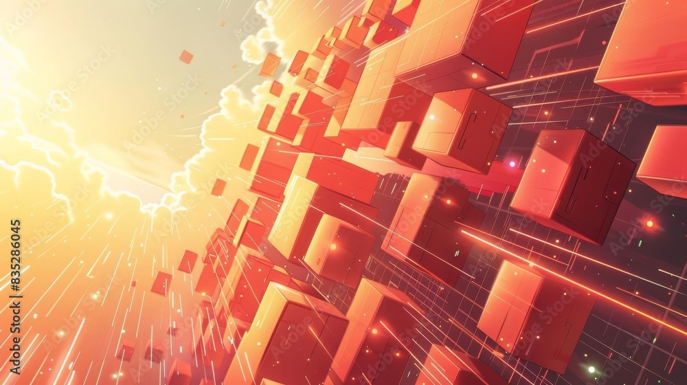 Fototapete soft colored abstract background featuring a 3d cube, illustrating modern technological trends with 