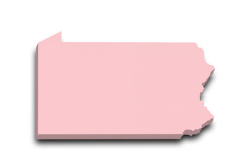 3d Map of Pennsylvania state with color.  United State of America, US, United State.
