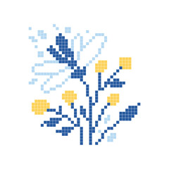 Floral folk art scheme for cross-stitch and knitting. Element embroidery